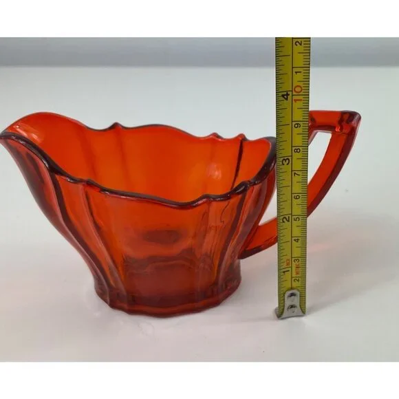 Vintage Tiffin Glass Tangerine Orange Creamer - Picture 9 of 10